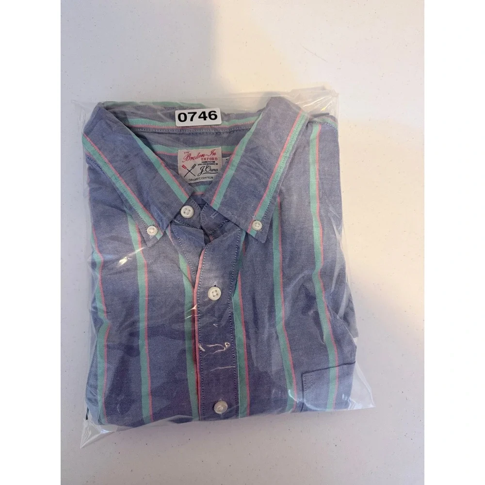 J.Crew Button Down Shirt Mens XL Blue Excellent Broken-In Oxford Striped Classic